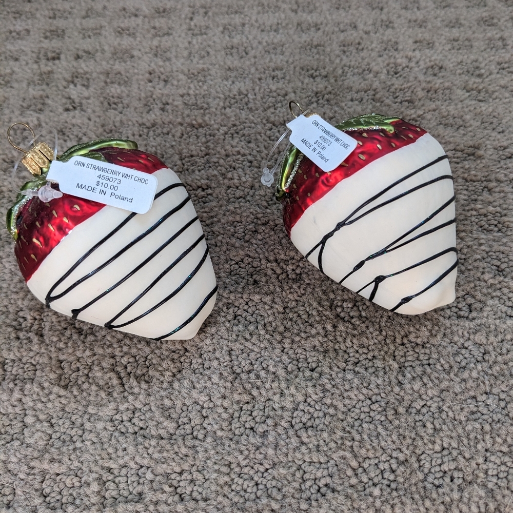 Sur La Table White Chocolate Dipped Strawberry Christmas Ornament